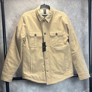 Bugatchi Beige Men's Padded Shirt Jacket